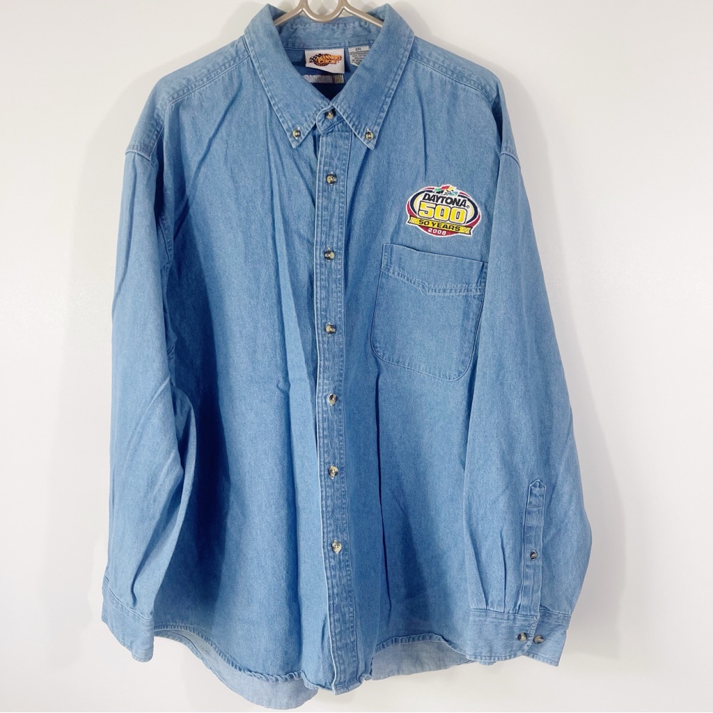 Vintage Nascar Daytona 500 2008 Denim Shirt Size Xxl